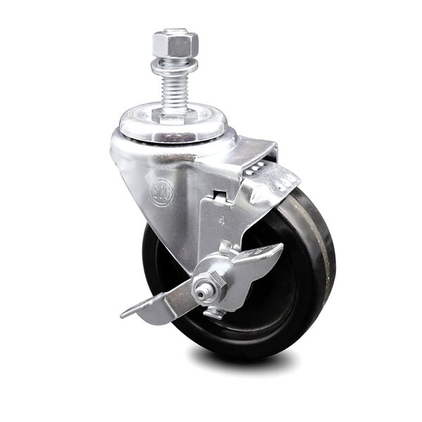 4 Inch Phenolic Wheel Swivel 12mm Threaded Stem Caster with Brake SCC